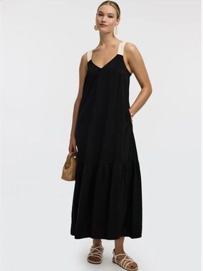 Reitmans Black Slip Maxi Dress with Ruffled Hem